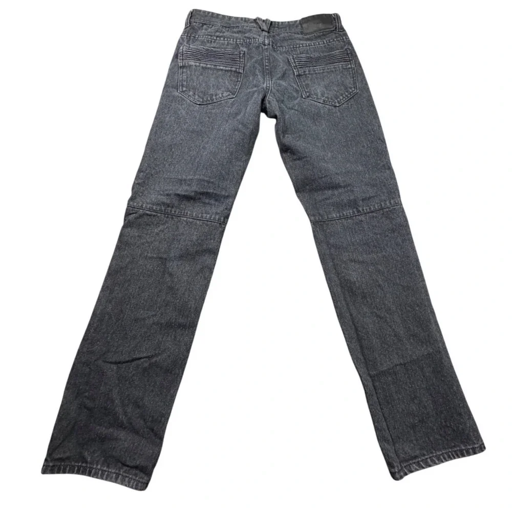 Southpole Mens‎ Moto Biker Jeans Washed Black Ribbed Knee Denim 34x32